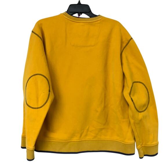 Upcycled Hand Printed Womens XL Yellow Blue Wild Bird Long Sleeve Sweatshirt - Picture 3 of 6